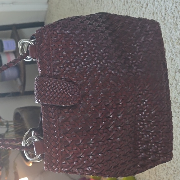 Oxblood Woven Shoulder BUCKET Bag - Picture 15 of 16